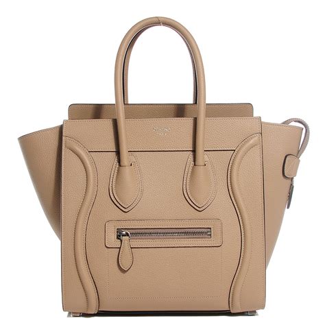 celine micro luggage bag in drummed calfskin|MICRO LUGGAGE HANDBAG IN DRUMMED CALFSKIN.